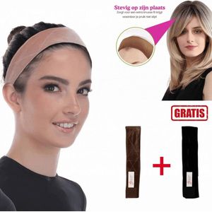 Guardian Beauty 2x Anti-Slip Pruikband - Fluweel - Verstelbare Klittenband - Wig Grip (Donkerbruin + Zwart)