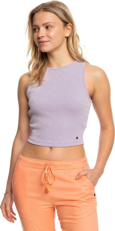 Roxy - NVER ENDING VAC J KTTP - Dames Tanktop - Ribgebreide Stof - Hoge Halslijn