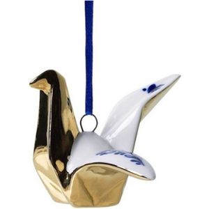 Heinen Delftsblauw kerstornament kraanvogel