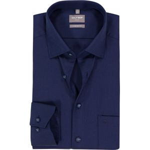 OLYMP - Luxor - Overhemd - Marine Blauw - Comfort Fit - Mouwlengte 7 - Strijkvrij