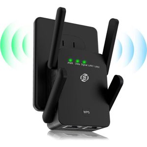 Equivera Wifi Versterker Stopcontact - 1500 m Bereik - Dual-Band