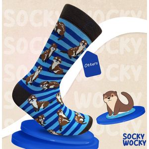OTTERS - 2 Pack - Grappige Sokken voor Mannen & Vrouwen - One Size (37-44) Socks - Humorvolle Huissokken - Geschenk voor Heren, Dames, Vader, Moeder, Vriendin, Zus, Oma - Cadeau SOCKY WOCKY