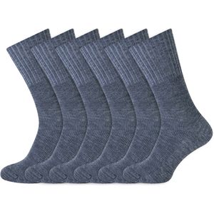 Heren sokken zonder elastiek | Wollen sokken | Merk: Basset | Kleur: Grijs | Maat: 39 t/m 47 | 6 Paar