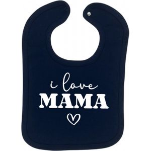Slabbetje - I love mama - Blauw - Moederdag cadeau - Cadeau voor mama - Slabber - Slab - Dreumes - Peuter