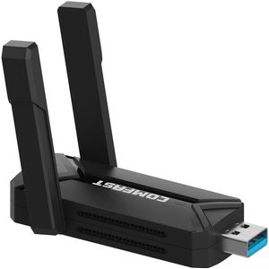 Wifi 7 Adapter USB BE6500 van MMOBIEL – Tri-Band (6/5/2.4GHz) 6452 Mbps Draadloze Wifi-Stick met USB 3.0 & Externe Antenne, WPA3, 4K-QAM, Plug & Play - Voor Windows 11/10/Mac/Linux Desktop PC & Laptop