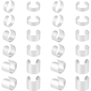 Allecto Plus - 30 stuks verstelbare manchetringen van roestvrij staal | Metalen bandringen voor vrouwen en mannen | Vingerringen in 3 maten | Eenvoudige sieraden 6/10/15 mm breed