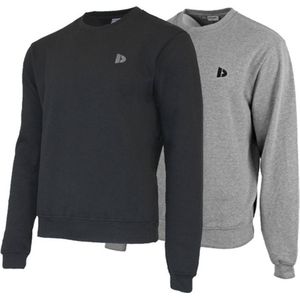 2 Pack Donnay - Fleece sweater ronde hals - Dean - Heren - Maat S - Black & Silver-marl (252)