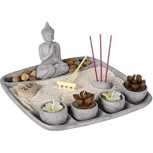 Atmosphera Mini Zen Tuin – Plateau met boeddha, wierook en kaarsen