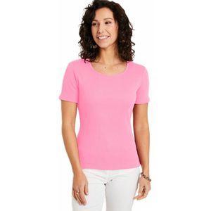 Ribgebreid T-shirt met ronde hals