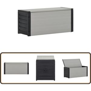 vidaXL Tuinafvalbak - 85x34x40 cm - Grijs en Zwart Tuinbak - Afvalcontainer - Vuilnisbak - Plastic Prullenbak - Buitenaanleg