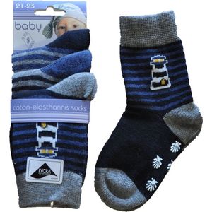 Baby / kinder sokjes navy ABS antislip - 21/23 - jongens - 90% katoen - naadloos - 12 PAAR - chaussettes socks