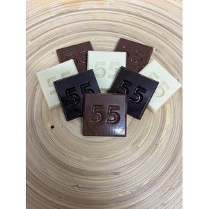 Chocolade cijfer 55 | Getal 55 chocola | Cadeau voor verjaardag of jubileum | Smaak Mix