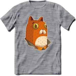 Casual kat T-Shirt Grappig | Dieren katten Kleding Kado Heren / Dames | Animal Skateboard Cadeau shirt - Donker Grijs - Gemaleerd - 3XL