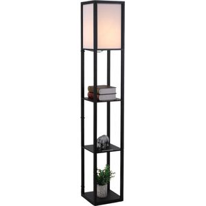 Vloerlamp - Staande lamp - Stalamp - Met opbergruimte - Vloerlamp woonkamer - Staande lampen woonkamer - Vloerlampen Woonkamer - 26L x 26B x 160H cm - Zwart