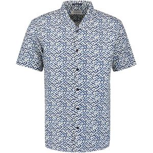 No Excess Shirt Short Sleeve Revers Collar Slub Allover Printed Indigo Blue (27490345 - 136)