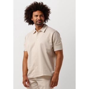 SELECTED MEN Slhrelaxben Seersucker Ss Jersey Shirt Heren - Vrijetijds blouse - Taupe - Maat XL