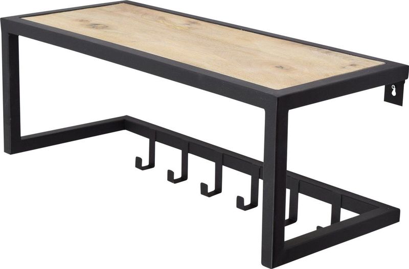 LOFT42 Woody Kapstok - Zwart – Mangohout – Metaal