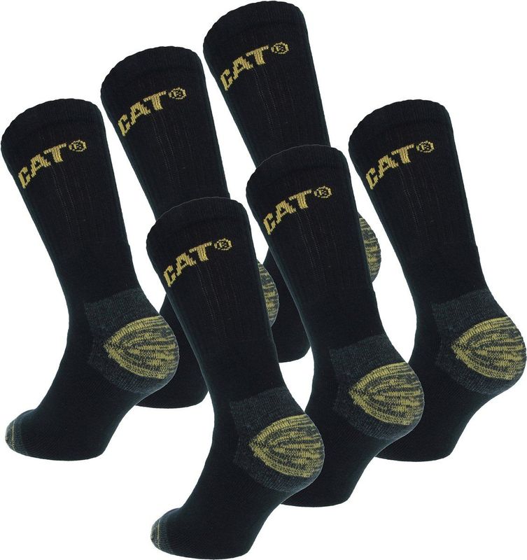 Caterpillar - Premium Werksokken - Kuithoogte - Katoen - Zwart - Set van 6 Paar