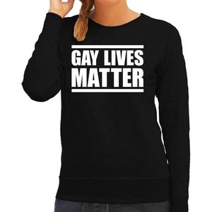 Gay lives matter anti homo discriminatie sweater zwart voor dames - staken / betoging / demonstratie / protest trui  - lhbt / gay / lesbo trui XXL