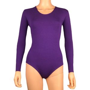 Dames katoenen body met lange mouw Paars - maat M