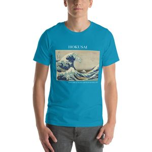 Famous Piece - Kunst T-shirt - Hokusai 'The Great Wave off Kanagawa' - Unisex - Aqua - S