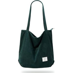 Corduroy tas voor dames, schoudertas met ritssluiting, grote shopper, tas, handtas, schoudertassen voor werk, kantoor, reizen, winkelen, school en dagelijks gebruik