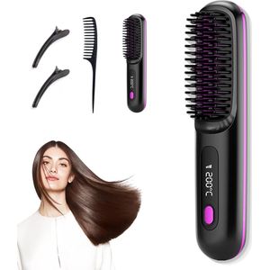 Draagbare stijltang-Draadloze stijltang-Snelle verwarming-LED-display temperatuur-160-200 graden-Oplaadbaar-Stijltang (zwart)