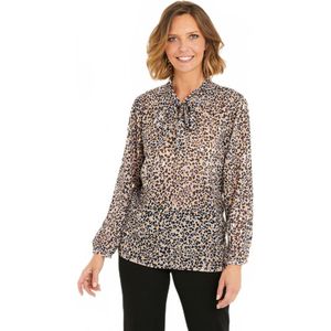 Glimmende voile tuniek met luipaardprint