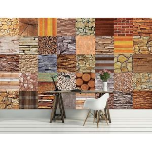 Stone Wood Brick Texture Photo Wallcovering