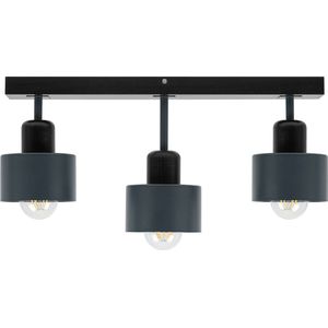 LED Plafondlamp - Antraciet - Zwart - Metaal - Massief Beukenhout - 50 cm - Drie lichtpunten - Industrieel - Plafondlamp - Woonkamer - Slaapkamer - Eetkamer - Kantoor