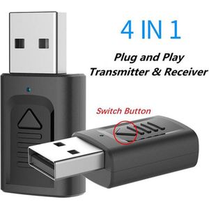 Bluetooth 5.0 Audio-ontvanger Zender 4 IN 1 Mini 3.5mm Jack AUX USB Adapter