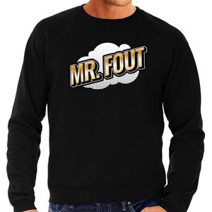 Foute Mr. Fout sweater in 3D effect zwart voor heren - foute fun tekst trui / outfit - popart M