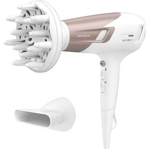 DailySupplies® Fohn met Diffuser - Haardroger Krullen - Haarfohn - Fohnborstel - Wit met Brons