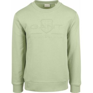 Gant - Sweater Embossed Logo Lichtgroen - Heren - Maat XL - Regular-fit