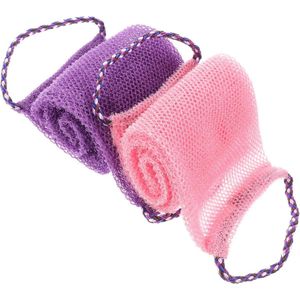 2 stuks Afrikaanse exfoliërende washandjes, duurzame mesh badscrubber voor diepe reiniging, snel drogend, paarsroze