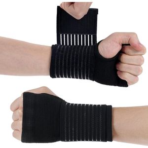 Polsbrace-Pols brace-Wrist Support Brace-2-pack Elastische Polsbrace- Pols Spalk brace met riem- Adjustable Wrist Strap Polssteun -Ademende Spalk-zwart