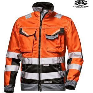 SIR SAFETY RUSH Hi Vis Reflecterend Stof Werkjas HEREN Veiligheidsjas Oranje - Reflecterende Strepen - Fleece Kraag - Verstelbare Manchetten