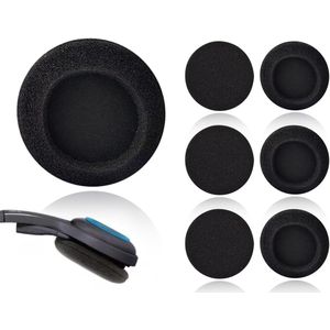 Set van 6 vervangende hoofdtelefoon oorkussens van schuim - 50 mm - Zwart