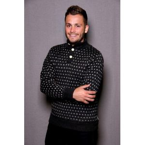 Pure Wool merino trui WJK-1522 - zwart/grijs – L