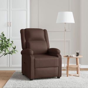 The Living Store Verstelbare Stoel Kunstleren Fauteuil - Bruin - 70 x 93 x 98 cm - Verstelbare hoofdsteun en voetensteun