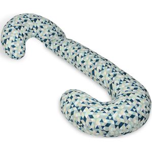 Body pillow - 240 cm - 100% katoen - blauwe driehoekjes