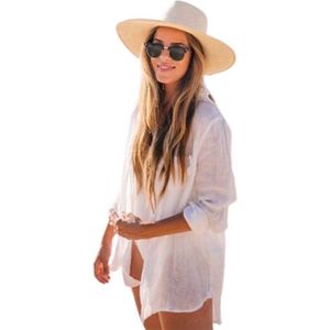 Oversized Strandblouse Wit - One size - Bikini - Zomer - Vakantie - Strand - Lingerie - Dames