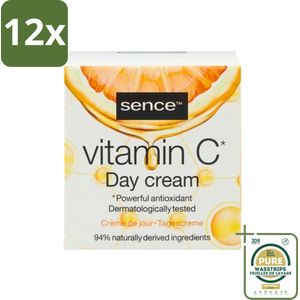 Sence - Vitamine C - Dagcrème - Stralende Huid - 50 ml - Voordeelverpakking - 12 stuks - Stralende huid - Collageen stimuleren