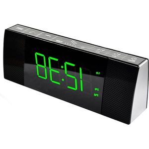 Wekkerradio met Bluetooth-luidspreker dimbaar jadegroen LED-display FM-radio met slaaptimer en dubbel alarm met snooze - CKS503U