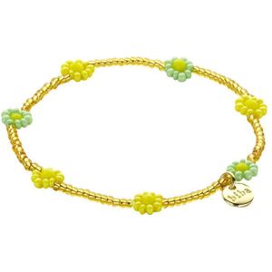 Nieuwe Collectie - Biba - Armband - Bloemen - Facet - Geel