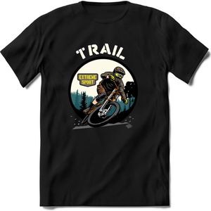Trail | TSK Studio Mountainbike kleding Sport T-Shirt | Grijs | Heren / Dames | Perfect MTB Verjaardag Cadeau Shirt Maat XXL
