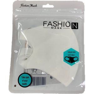 Mondkapje Wit wasbaar elastisch verpakt per set van 3 mondkapjes