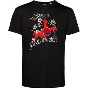 T-shirt kind Kickin' It With Santa | Foute Kersttrui Dames Heren | Kerstcadeau | Kerstpakket | Zwart | maat 152