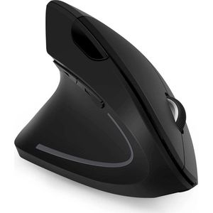 Verticale draadloze ergonomische muis voor Linkshandigen. Windows, Mac OS, USB 2.4Ghz, 800/1200/1600 DPI, 5 Buttons zwart