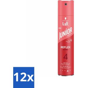 Taft - Reflex Shine 4 - Junior Haarspray - Glanzende finish - 250 ml - Voordeelverpakking - 12 stuks